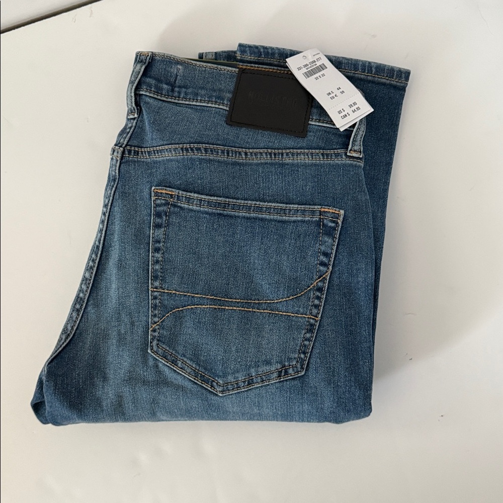 Hollister Men's stacked skinny Blue Ripped Jeans